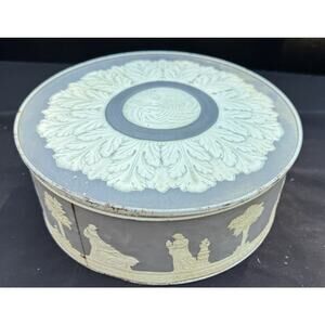 Vintage Smith Crafted Paradise Fruit Cake Tin MCM Wedgewood Design Grecian Motif